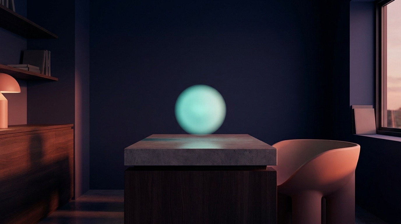 A calm, glowing interface representing an AI partner working alongside a human strategist